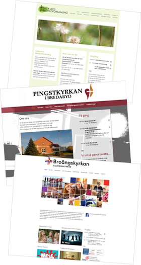 Några exempel på församlingar/föreningar/organisationer som valt Lawebbs webblösning.