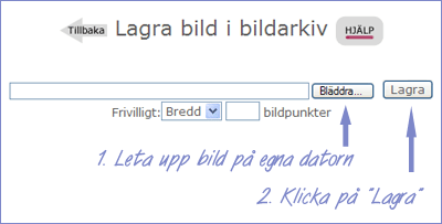 Du laddar upp en bild från datorn och klickar på lagra.